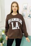 156409 Oversize Baskili Sardonlu Sweatshirt